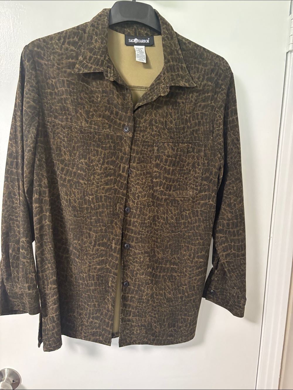Sag Harbor Brown Textured Print Button-Down Shirt